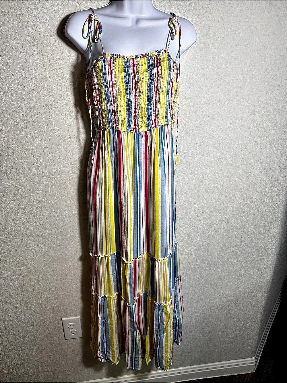 True Destiny rainbow Striped dress Maxi Size Medium festival boho
